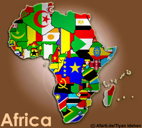 Afrikanischen Länder mit den Nationalflaggen