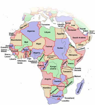 Politische Karte von Afrika